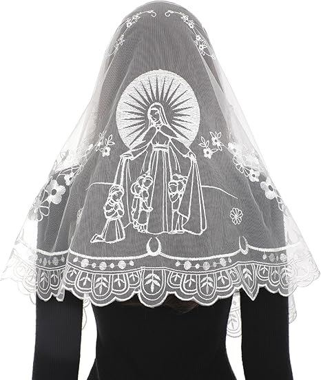 Bozidol Mantilla Veils for Church Catholic, Spanish D Shape Virgin Mary Lace Chapel Veil, Latin Mass Head Coverings for Women
