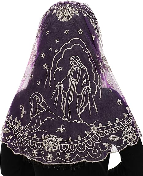 Bozidol Catholic Mantilla Chapel Veil - Spanish Church Mass Veil D Shape Our Lady Embroidery Lace Head Covering for Women