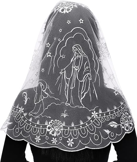 Bozidol Catholic Mantilla Chapel Veil - Spanish Church Mass Veil D Shape Our Lady Embroidery Lace Head Covering for Women