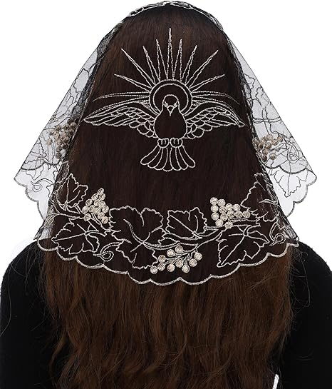 Bozidol Church Round Lace Veil - Church Round Grapevine Pattern Lace Prayer Veil