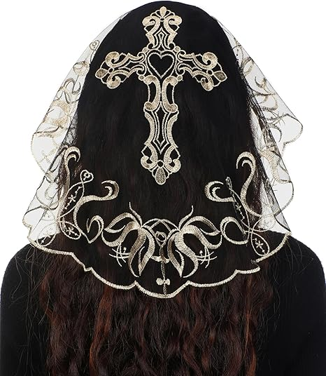 Bozidol Church Round Lace Veil - Church Round Grapevine Pattern Lace Prayer Veil