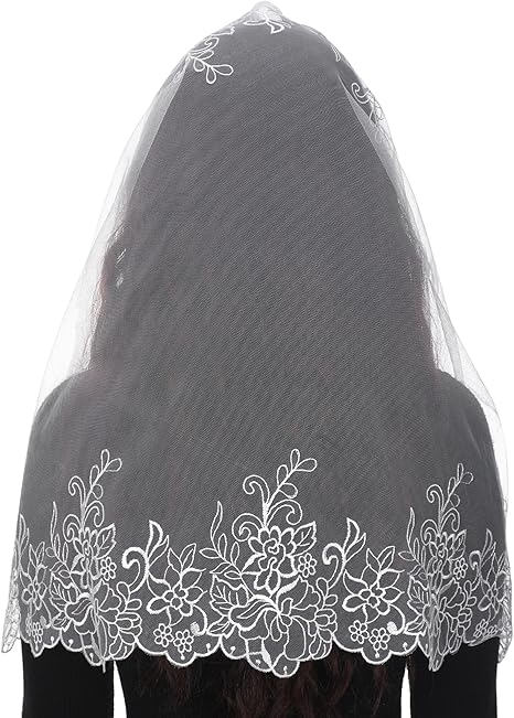 Bozidol Lace Mantilla Church Veil - Rectangular Shape Head Coverings Lace Veils Church Chapel Veils Black Gold