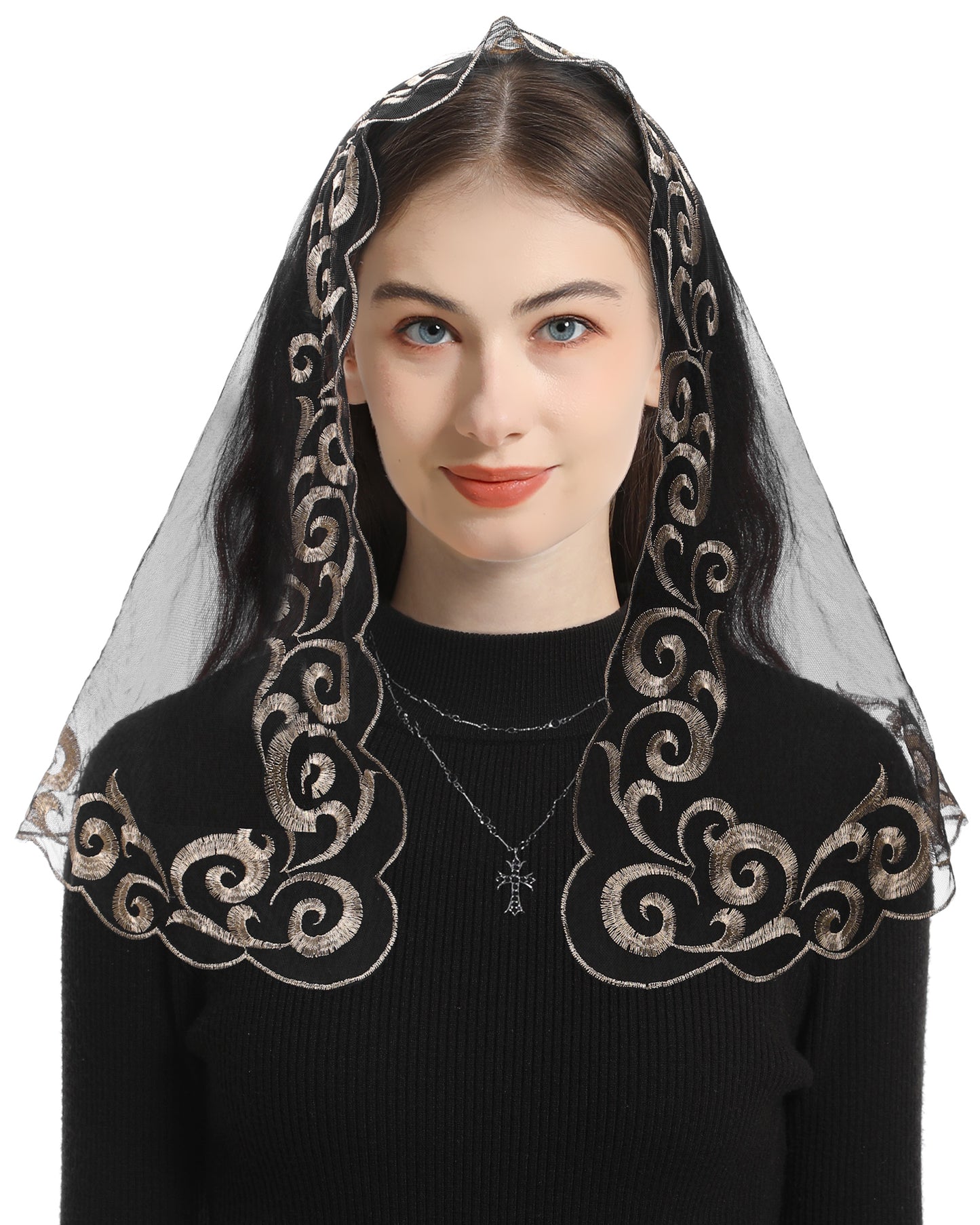 Bozidol D-Shape Holy Spirit Lady Veil- D-shaped embroidered Holy Spirit Holy Water Noble Ladies Veil