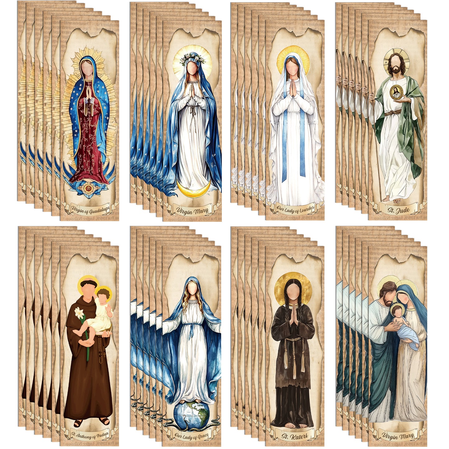 Bozidol 48 Pcs Virgin Mary Catholic Bookmarks, Vintage Our Lady of Guadalupe, Lourdes, St. Jude Book Marks for Reading, Christian Religious Bible Study Gifts for Women and Men Book Lovers