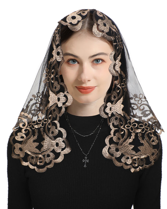 Bozidol Triangular Bouquet Short Veil- Church Wedding Prayer Triangle Bouquet Lace Short Veil Scarf