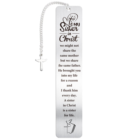 Christian Gifts for Women Girls, to My Sister in Christ Cross Bookmark, Inspirational Metal Bible Verse Book Markers, Religious Baptism Birthday Confirmation Gifts for Teen Girls Book Lovers