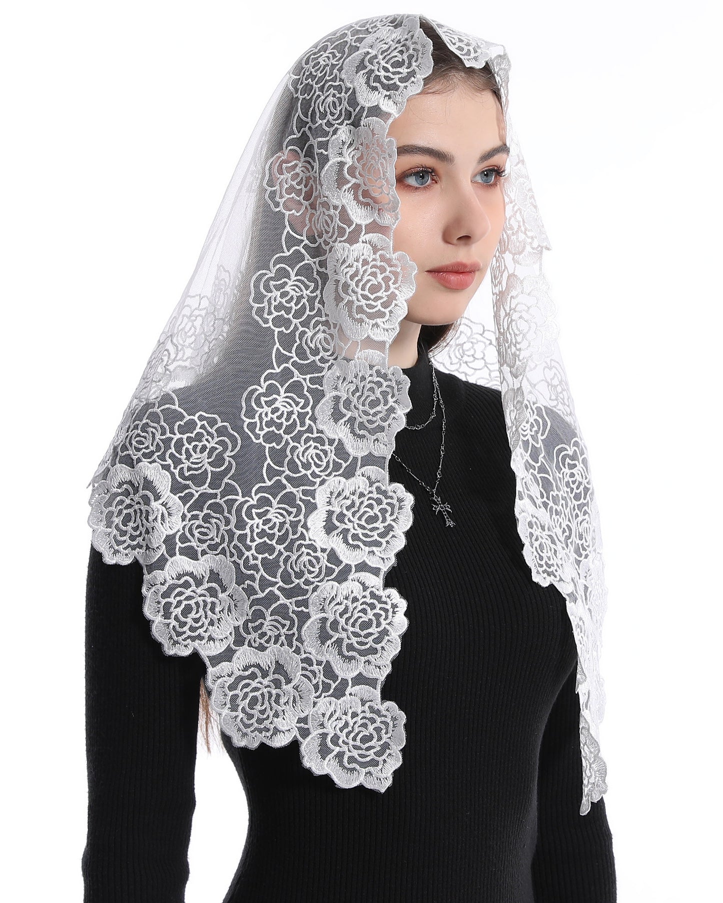 Spanish Style Church Lace Veils- Traditional Vintage Mantilla Veil Latin Mass Head Covering for Women