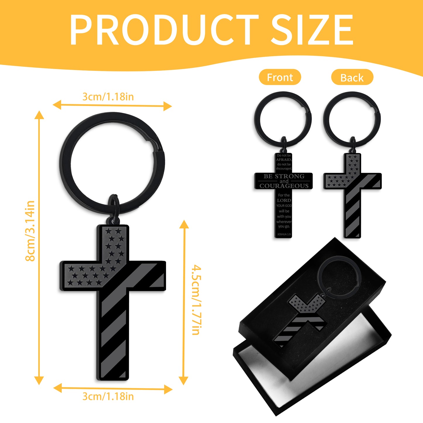 Bozidol Inspirational Bible Verse Cross Keychains, Religious Christian Birthday Baptism Graduation Gifts for Men Boys Teens