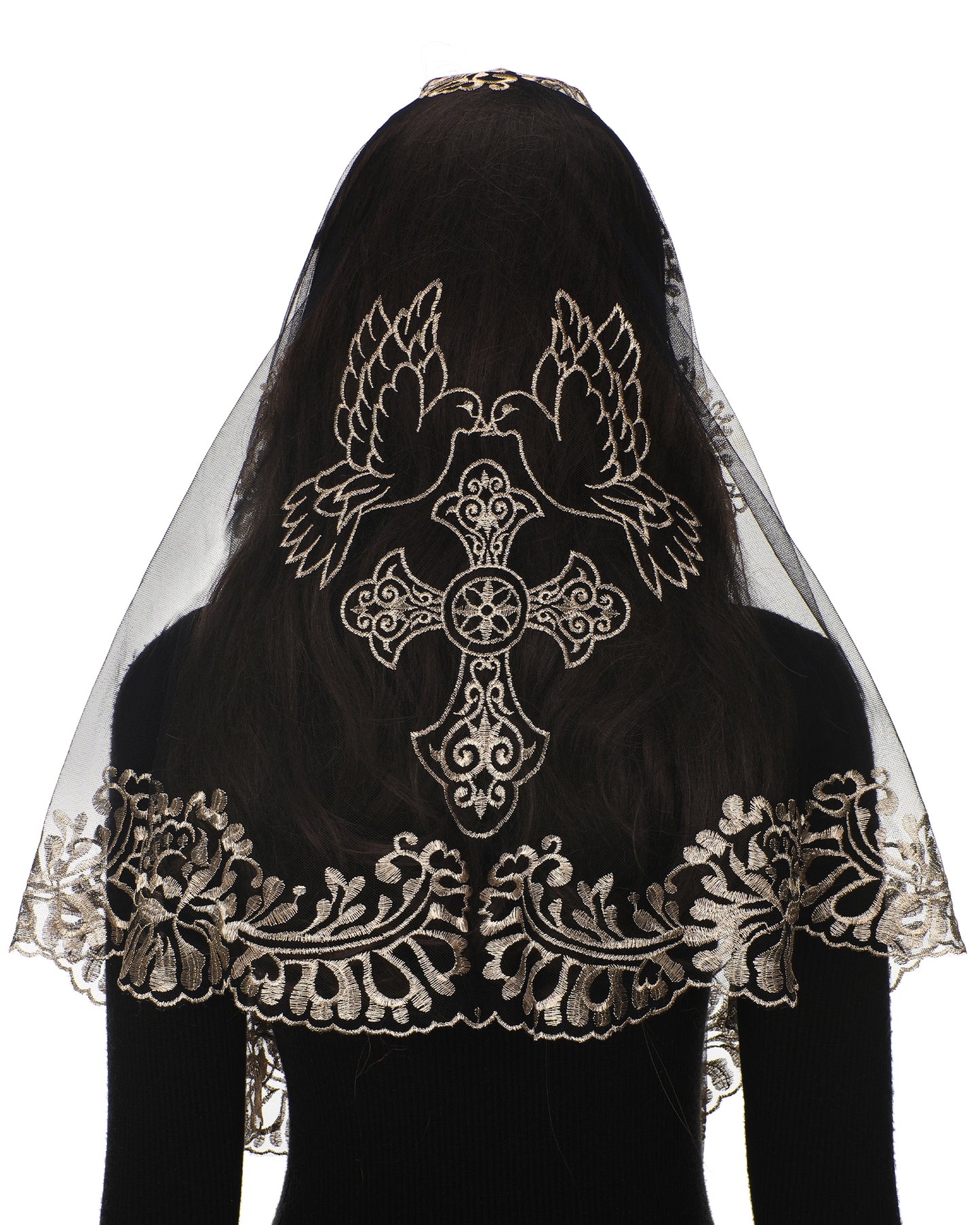 Bozidol Holy Spirit Camellia Cross Women's Veil - Catholic Camellia Holy Spirit Embroidery Holy Lady Veil Church Hood