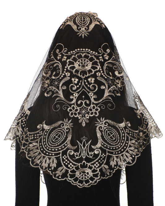Bozidol Triangle Camellia Corolla Women's Veil-Catholic Church Wedding Camellia Corolla Design Triangle Women's Veil