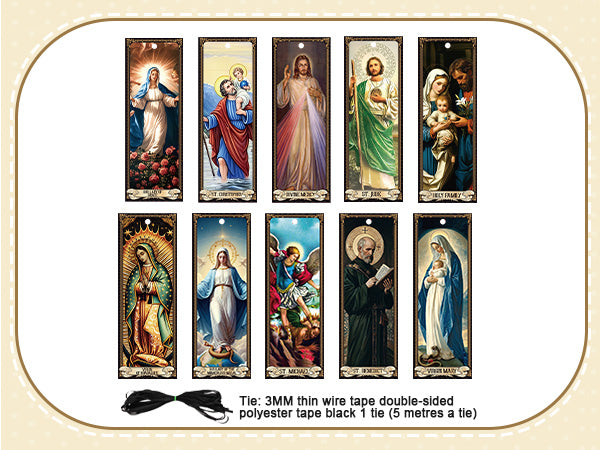 Bozidol 20 Pcs Catholic Saints Bookmarks with Holy Prayer, Religious Christian Gifts for Women Men Mother Father Godfather Godmother Church Sunday School Home Party Favors
