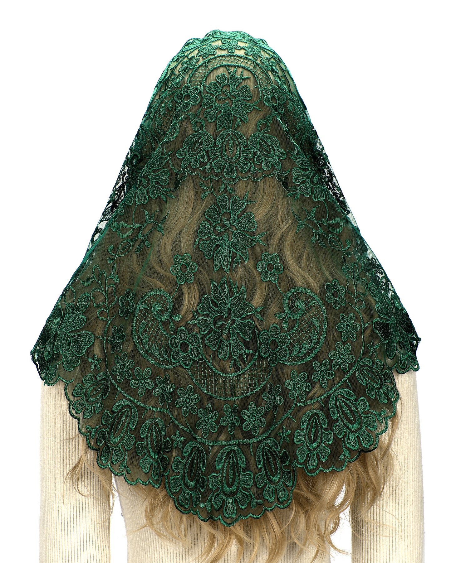 Bozidol Triangle Catholic Church Mantilla Veils for Religious Christian Floral Lace Scarf Shawl Veil with Hairclips