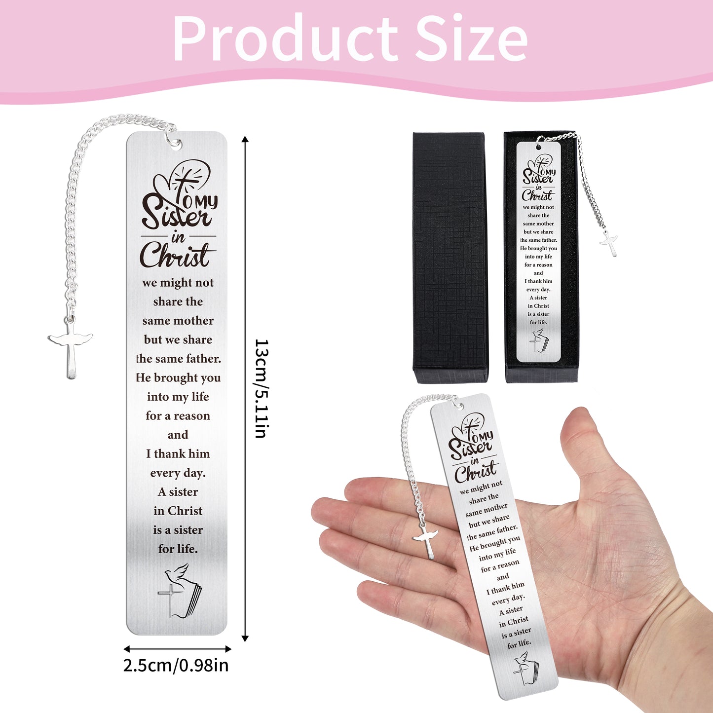 Christian Gifts for Women Girls, to My Sister in Christ Cross Bookmark, Inspirational Metal Bible Verse Book Markers, Religious Baptism Birthday Confirmation Gifts for Teen Girls Book Lovers