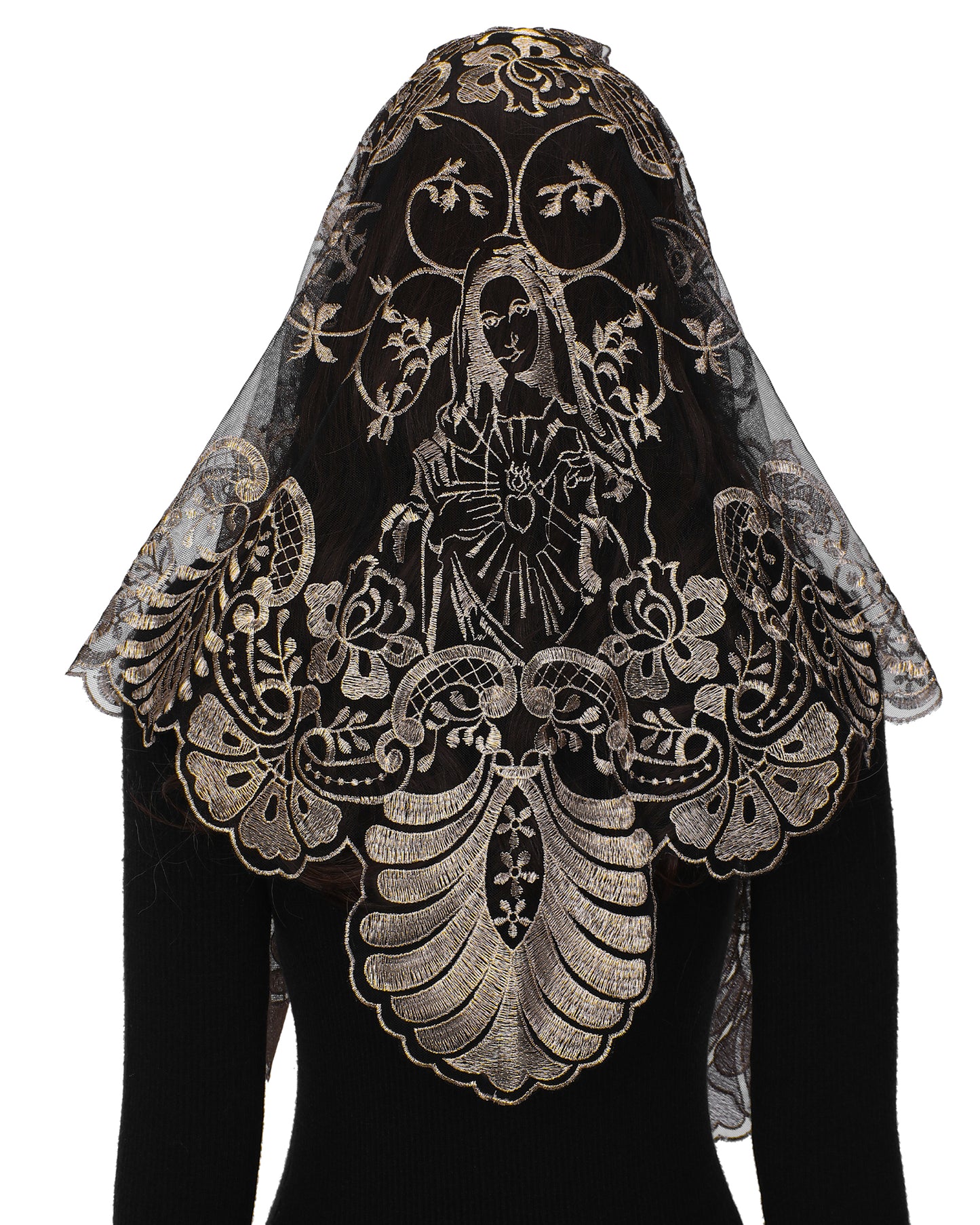 Bozidol Chapel Veils Catholic Mass Mantilla - Virgin Embroidery Lace Triangle Head Coverings Floral Church Veil
