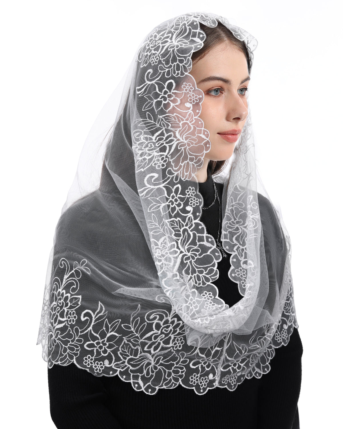 Bozidol Mantilla Voile Église Catholique Dentelle Noire Espagnole - Taille Unique