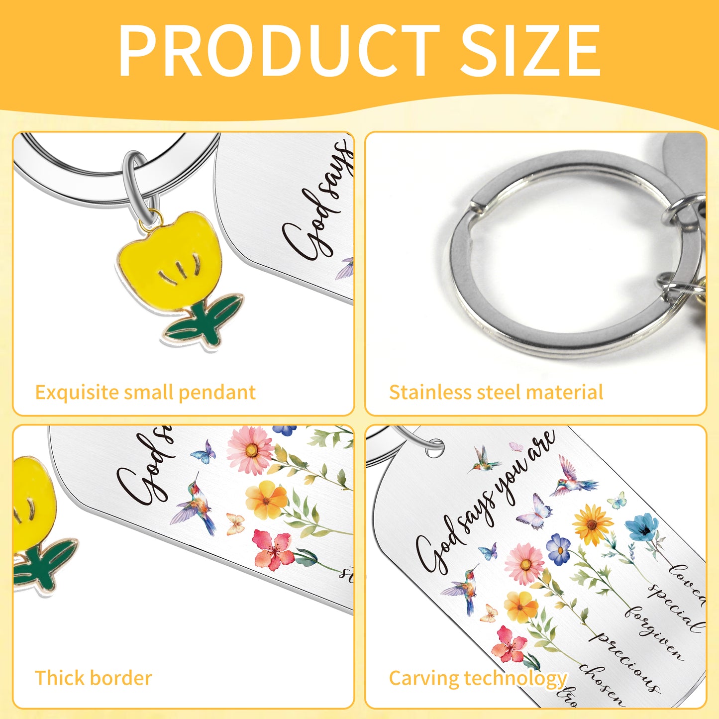 Bozidol Christian Gifts for Women Teen Girl, God Says You Are Flower Dog Tag and Cross Keychain, Religious Inspirational Keychains for Easter Mothers Day Birthday Graduation Faith Based Gifts