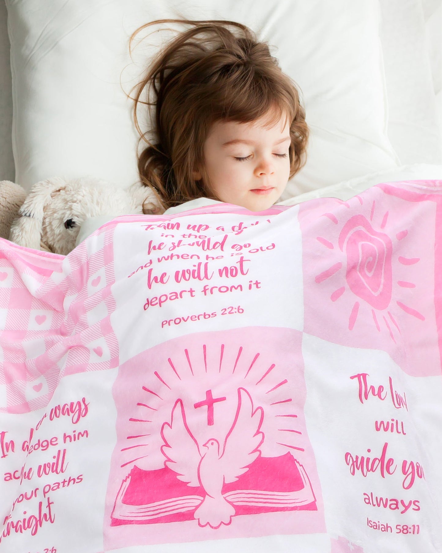 Bozidol Baptism Gifts for Girl, 40"x50" Pink Baby Girl Blanket with Bible Verses Scripture, Baby Receiving Blankets, Christian Religious Baptismal Christening Gifts for Newborn Kids