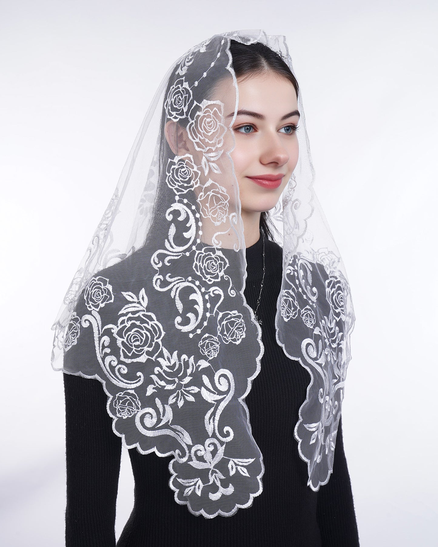 Bozidol Church Catholic Veils for Women, Our Lady of Guadalupe Lace Mantilla Chapel Veil, Latin Mass Head Coverings with Clip