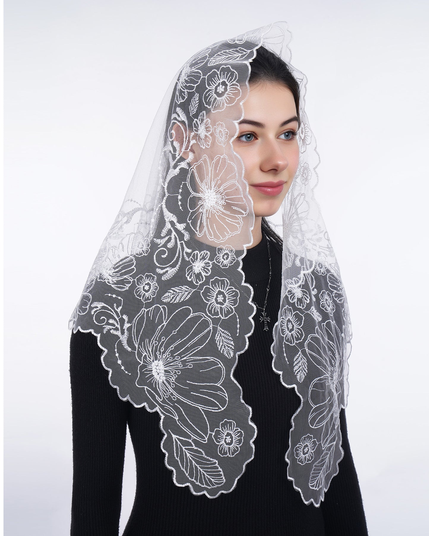 Bozidol Mantilla Veils for Church Catholic, Virgin Mary and Child Jesus Lace Chapel Veil, Latin Mass Head Coverings for Women