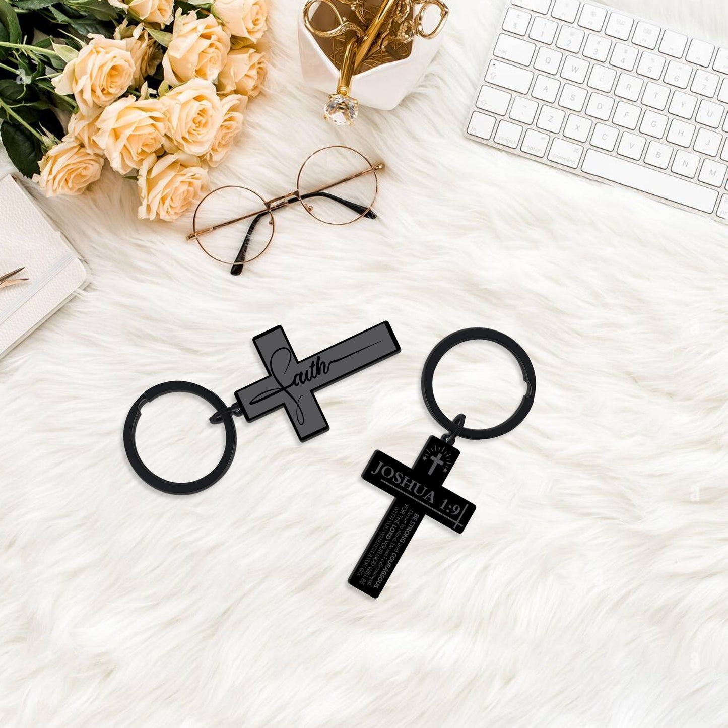 Bozidol Inspirational Bible Verse Cross Keychains, Religious Christian Birthday Baptism Graduation Gifts for Men Boys Teens