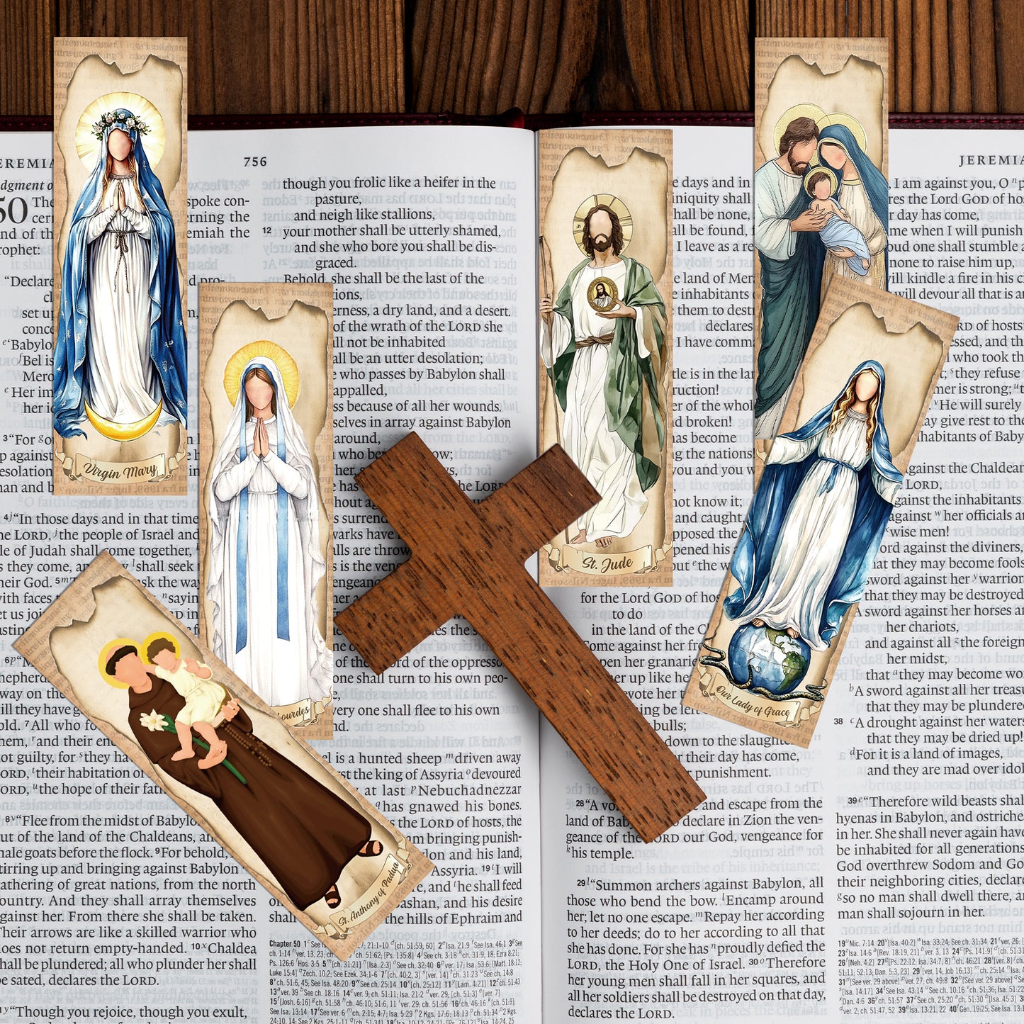 Bozidol 48 Pcs Virgin Mary Catholic Bookmarks, Vintage Our Lady of Guadalupe, Lourdes, St. Jude Book Marks for Reading, Christian Religious Bible Study Gifts for Women and Men Book Lovers
