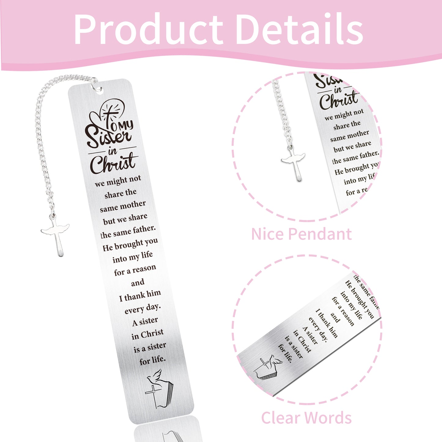 Christian Gifts for Women Girls, to My Sister in Christ Cross Bookmark, Inspirational Metal Bible Verse Book Markers, Religious Baptism Birthday Confirmation Gifts for Teen Girls Book Lovers