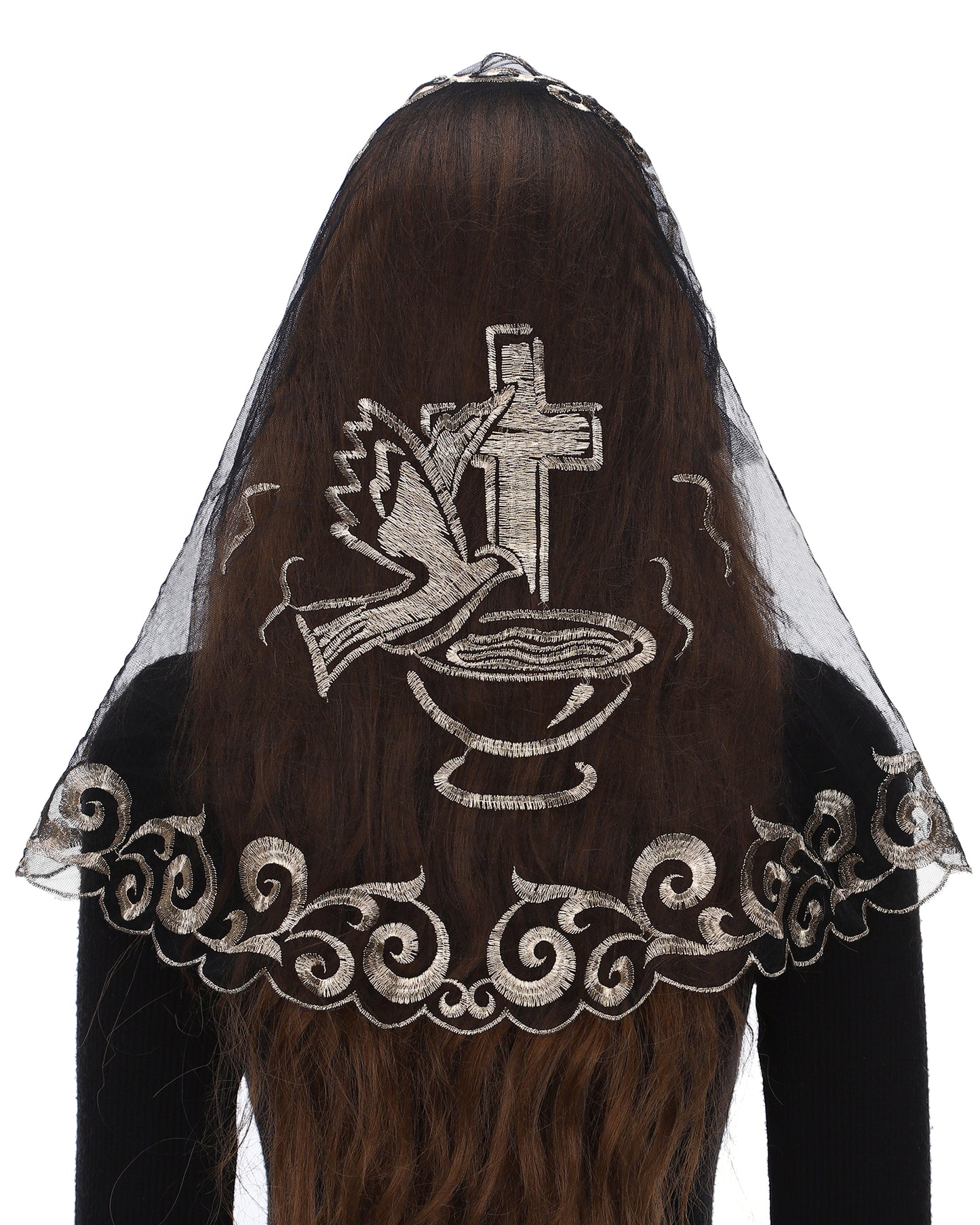 Bozidol D-Shape Holy Spirit Lady Veil- D-shaped embroidered Holy Spirit Holy Water Noble Ladies Veil