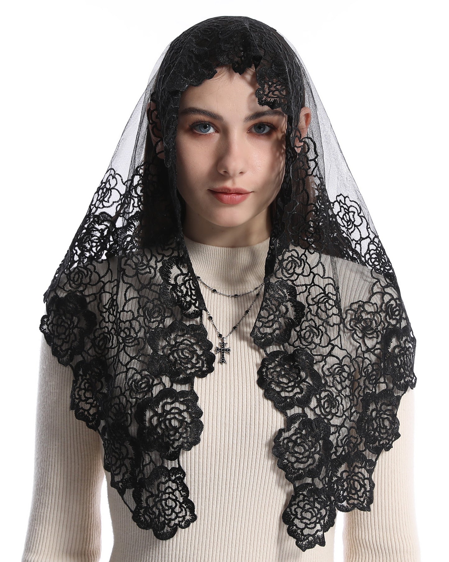 Spanish Style Church Lace Veils- Traditional Vintage Mantilla Veil Latin Mass Head Covering for Women