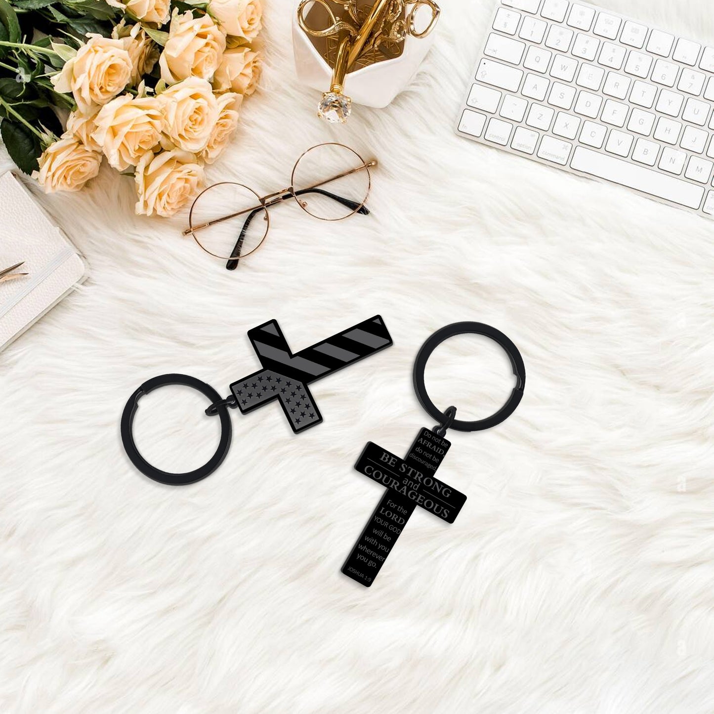 Bozidol Inspirational Bible Verse Cross Keychains, Religious Christian Birthday Baptism Graduation Gifts for Men Boys Teens