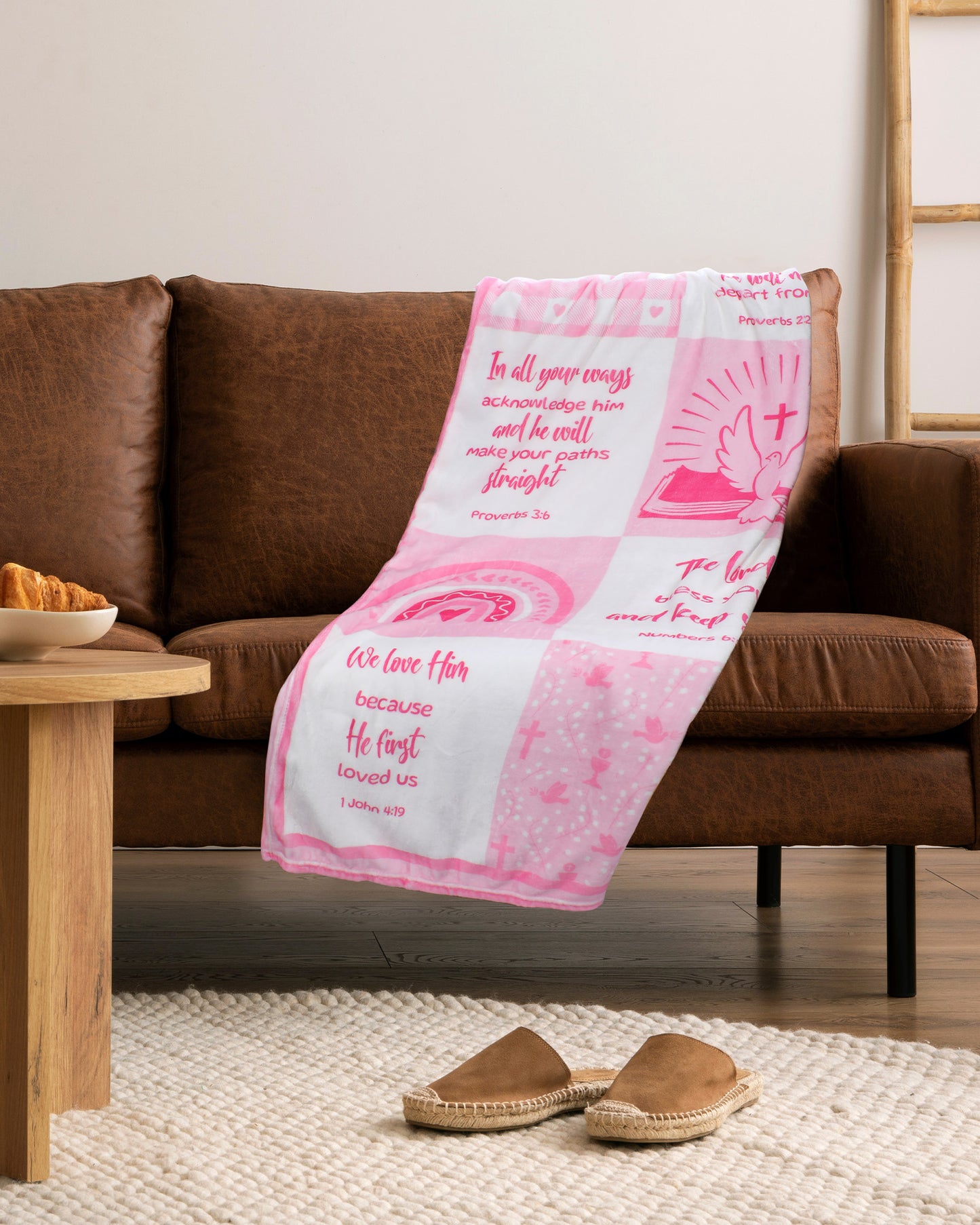 Bozidol Baptism Gifts for Girl, 40"x50" Pink Baby Girl Blanket with Bible Verses Scripture, Baby Receiving Blankets, Christian Religious Baptismal Christening Gifts for Newborn Kids