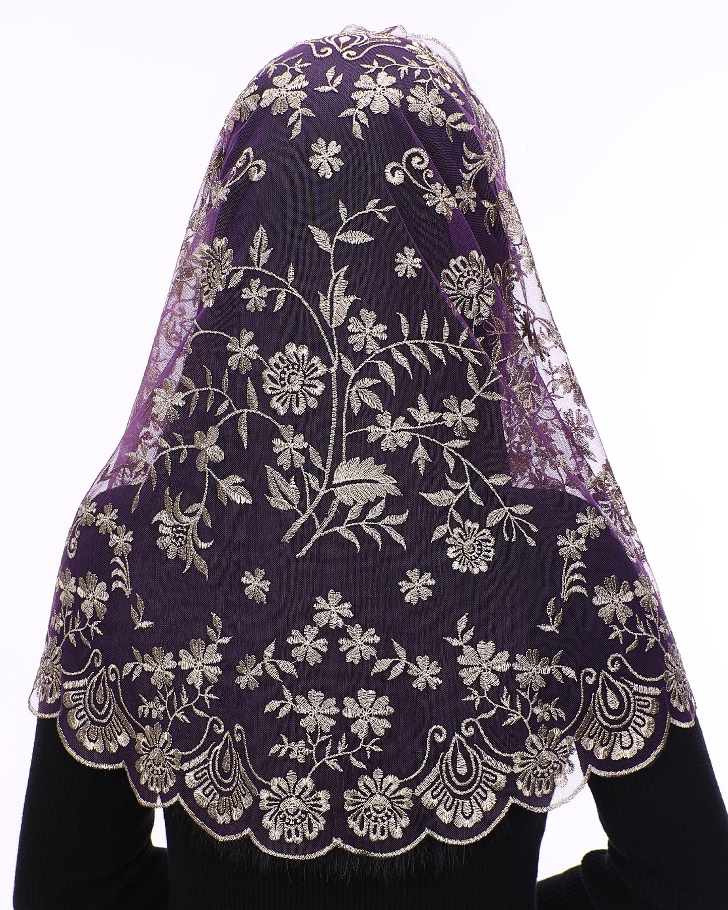 Bozidol Catholic Mantilla Church Veil Spanish Chapel Lace Mass Scarf Veil First Communion Veil for Religious Girls (White)