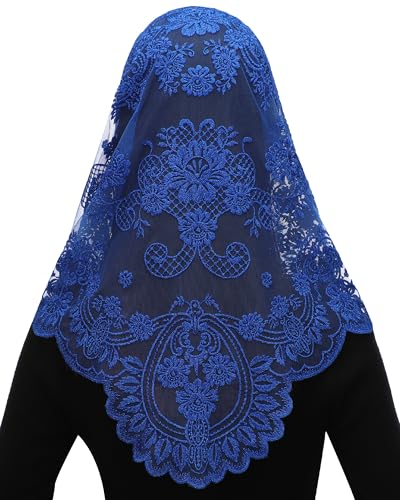 Bozidol Triangle Catholic Chapel Mantilla Veils  Short Camellia Embroidery Latin Mass Scarf Church Lace Veil with Gift Box