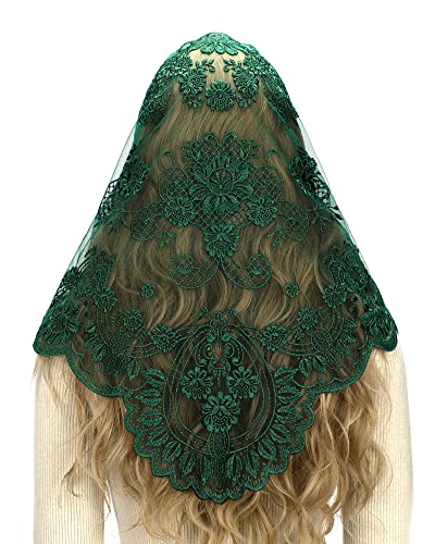 Bozidol Triangle Catholic Chapel Mantilla Veils  Short Camellia Embroidery Latin Mass Scarf Church Lace Veil with Gift Box