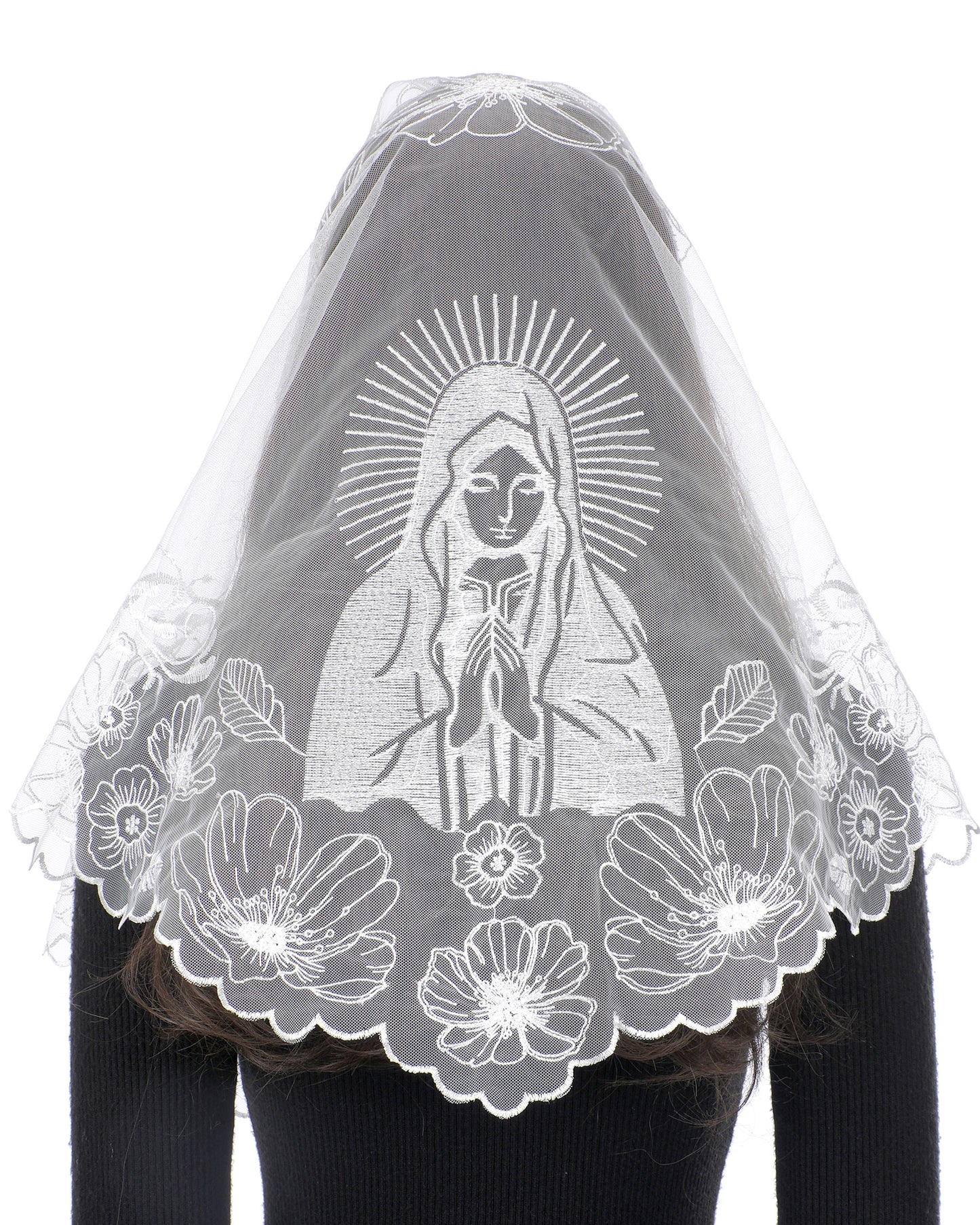 Bozidol Veils for Church Catholic, Triangle Virgin Mary Lace Mantilla Chapel Veil, Latin Mass Prayer Head Coverings for Women
