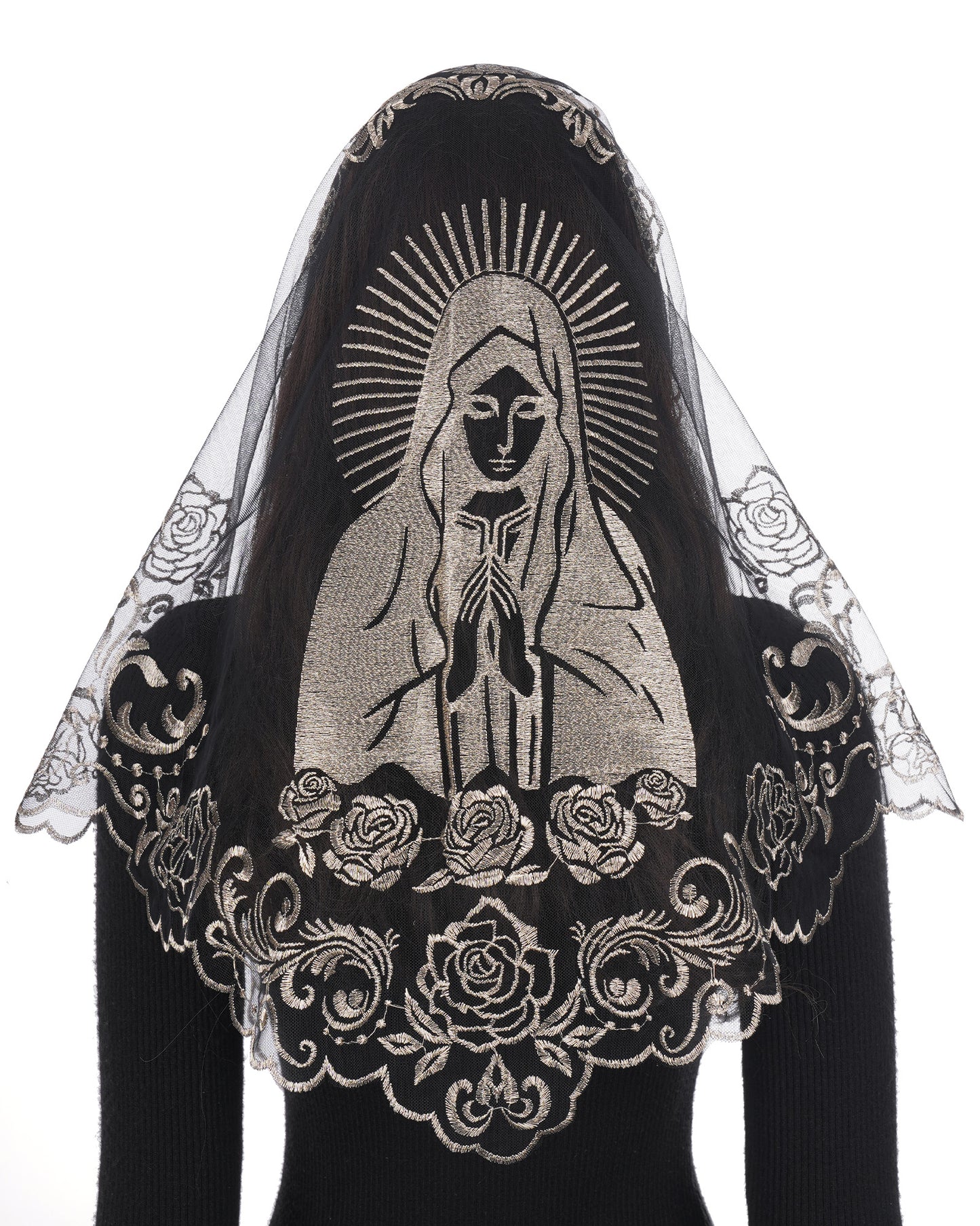 Bozidol Mantilla Veils for Church Catholic, Triangle Blessed Virgin Mary Chapel Veil Latin Mass Lace Head Coverings for Women