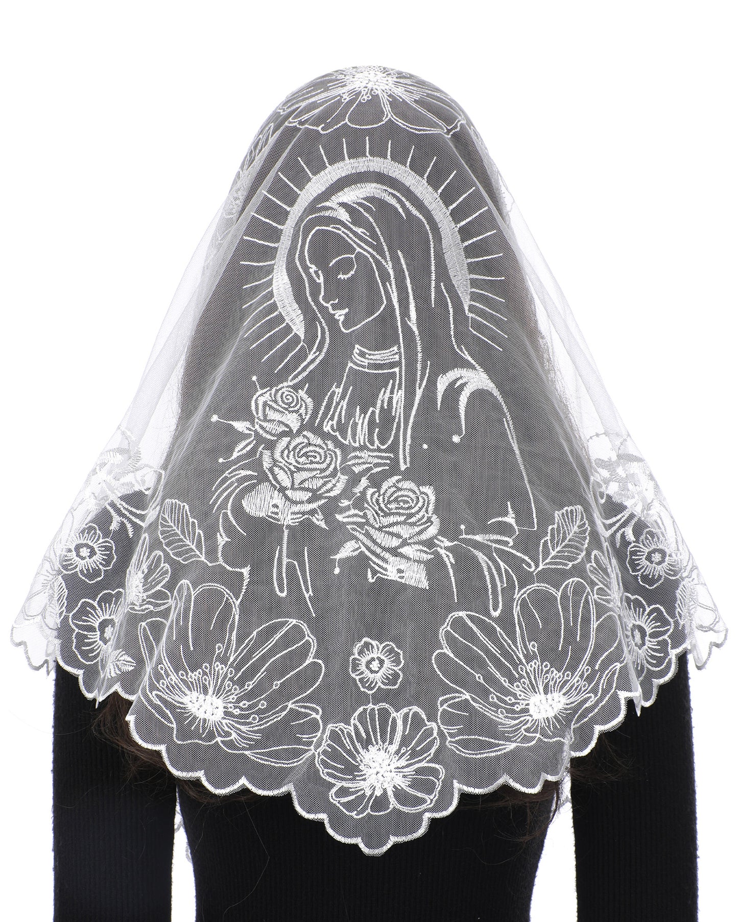 Bozidol Veils for Church Catholic, Triangle Virgin Mary Lace Mantilla Chapel Veil, Latin Mass Prayer Head Coverings for Women