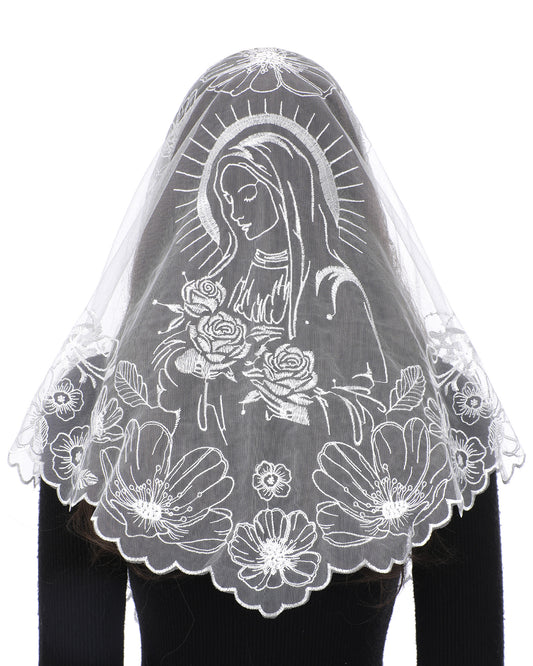 Bozidol Veils for Church Catholic, Triangle Virgin Mary Lace Mantilla Chapel Veil, Latin Mass Prayer Head Coverings for Women