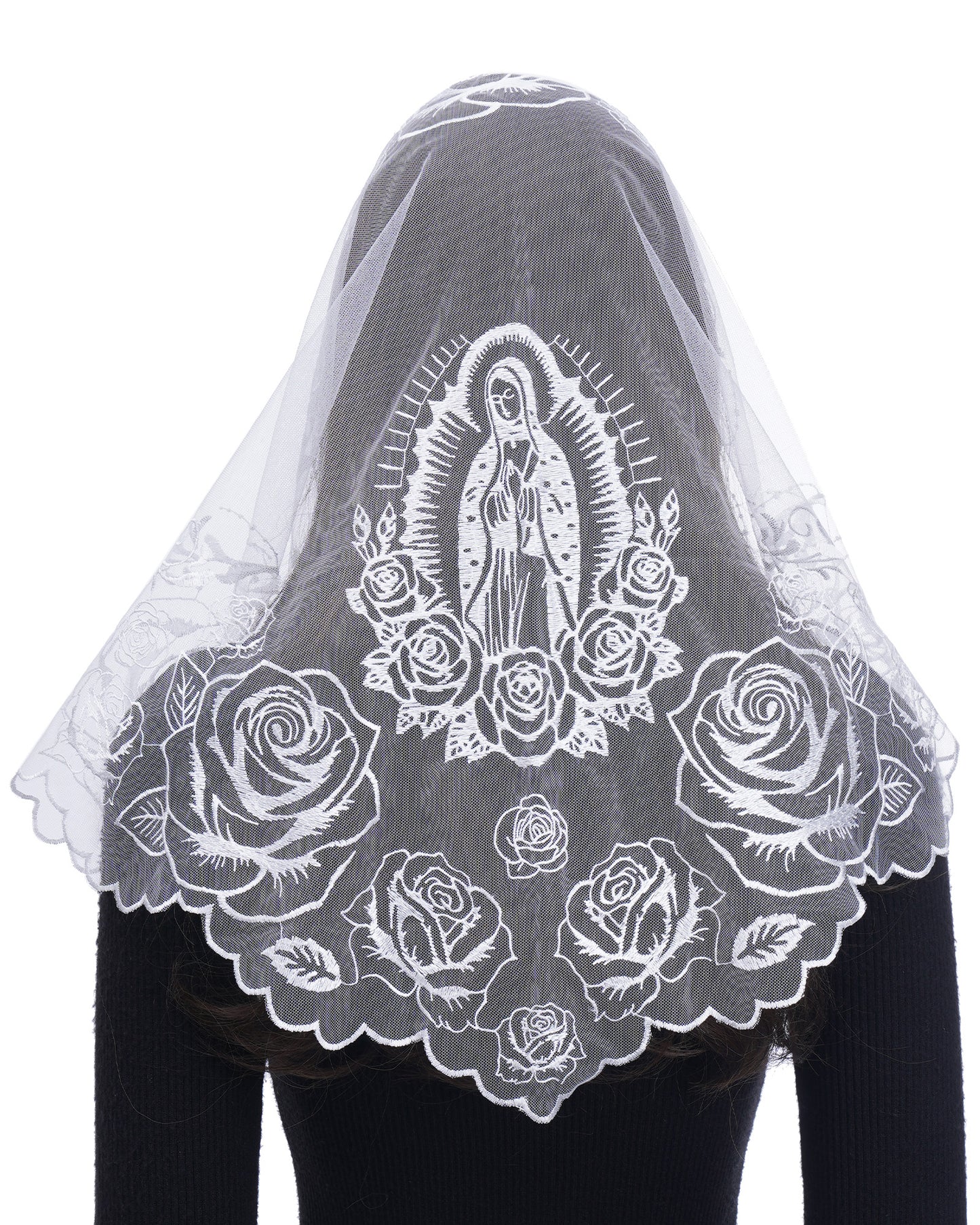 Bozidol Veils for Church Catholic, Triangle Virgin Mary Lace Mantilla Chapel Veil, Latin Mass Prayer Head Coverings for Women