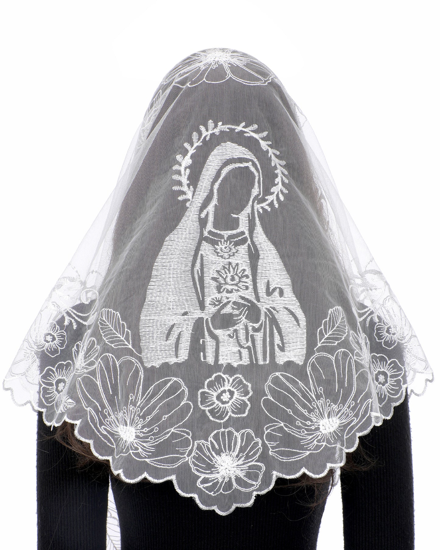 Bozidol Veils for Church Catholic, Triangle Virgin Mary Lace Mantilla Chapel Veil, Latin Mass Prayer Head Coverings for Women