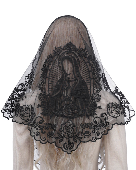 Bozidol Church Catholic Veils for Women, Our Lady of Guadalupe Lace Mantilla Chapel Veil, Latin Mass Head Coverings with Clip