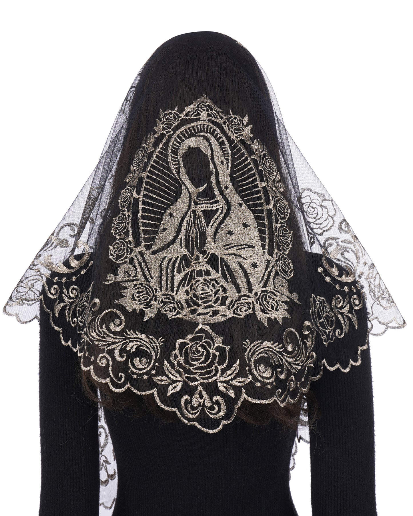 Bozidol Church Catholic Veils for Women, Our Lady of Guadalupe Lace Mantilla Chapel Veil, Latin Mass Head Coverings with Clip