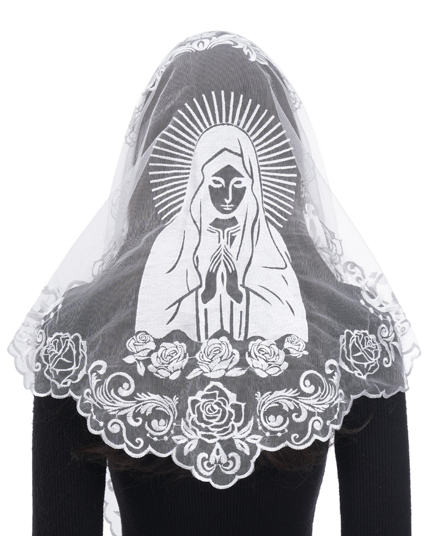 Bozidol Mantilla Veils for Church Catholic, Triangle Blessed Virgin Mary Chapel Veil Latin Mass Lace Head Coverings for Women