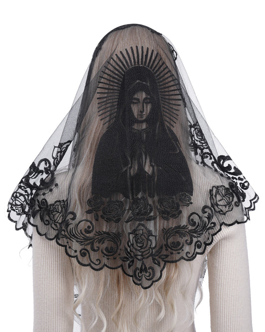 Bozidol Mantilla Veils for Church Catholic, Triangle Blessed Virgin Mary Chapel Veil Latin Mass Lace Head Coverings for Women