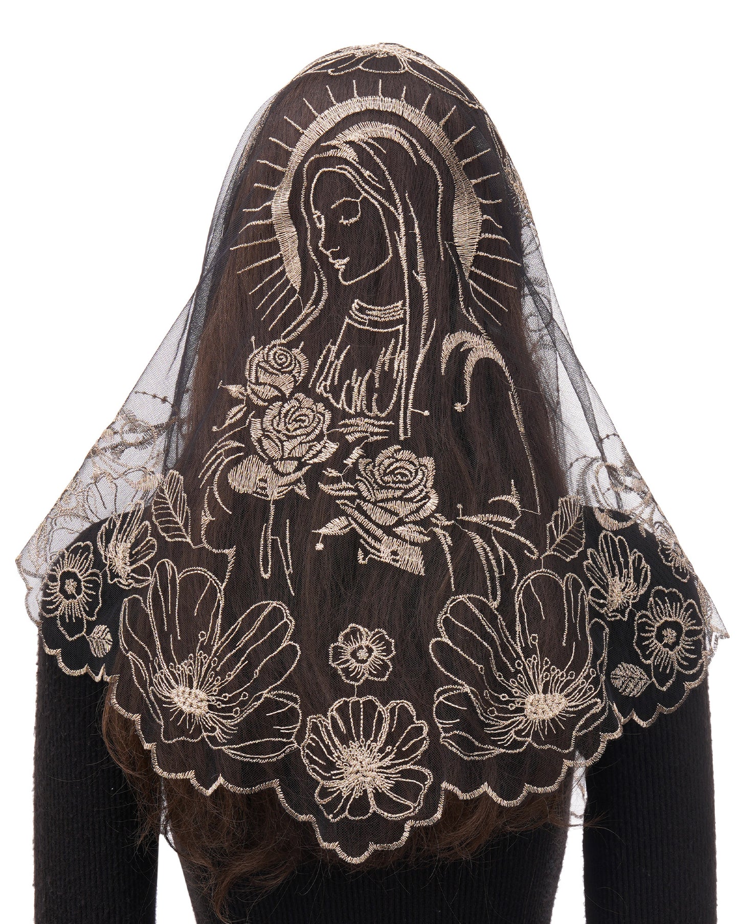 Bozidol Black Church Veils for Women Catholic, Triangle Virgin Mary Mantilla Chapel Veils, Latin Mass Funeral Head Coverings