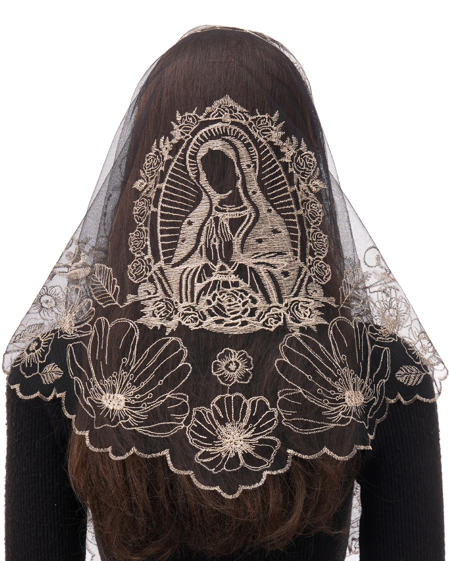 Bozidol Black Church Veils for Women Catholic, Triangle Virgin Mary Mantilla Chapel Veils, Latin Mass Funeral Head Coverings