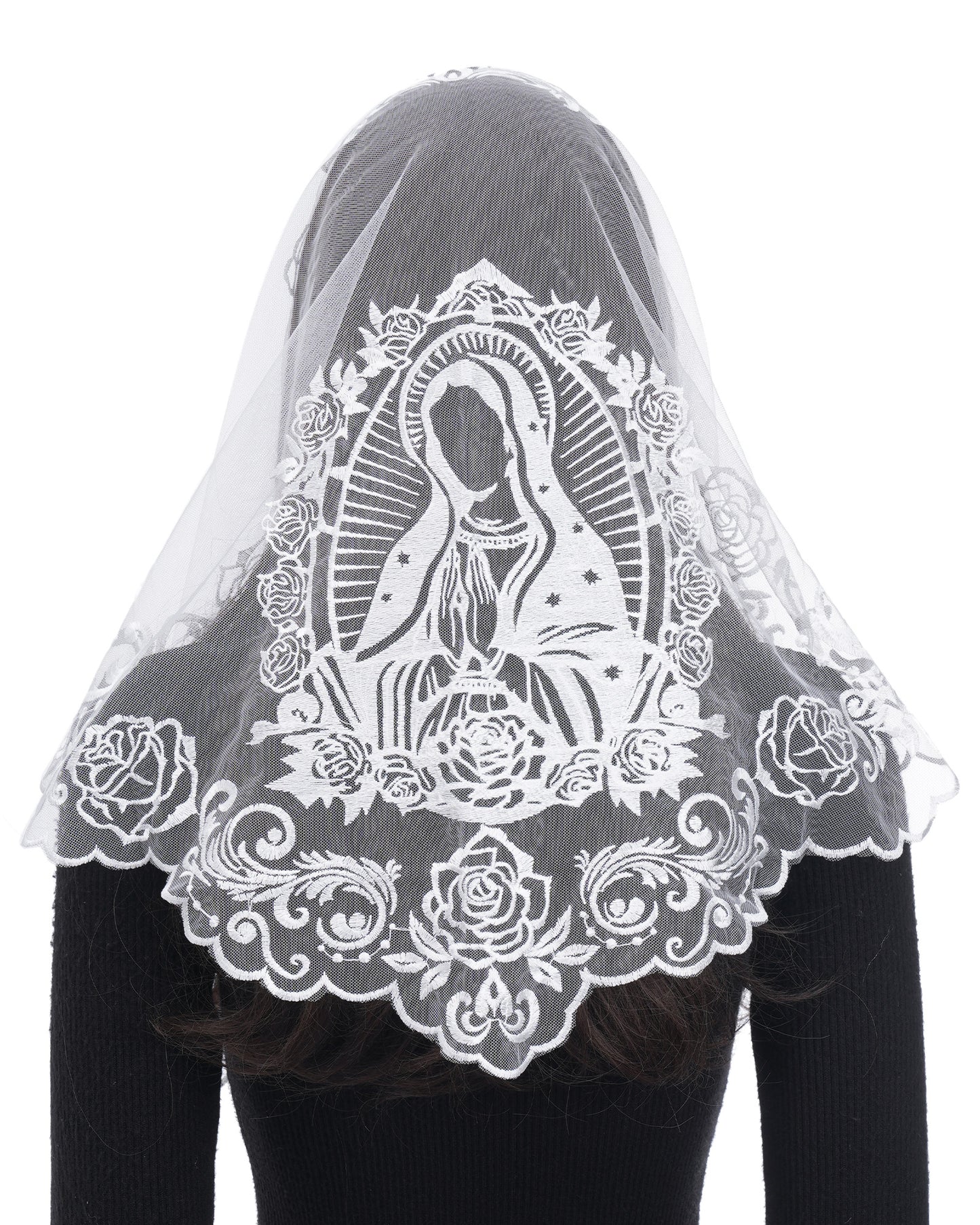Bozidol Church Catholic Veils for Women, Our Lady of Guadalupe Lace Mantilla Chapel Veil, Latin Mass Head Coverings with Clip