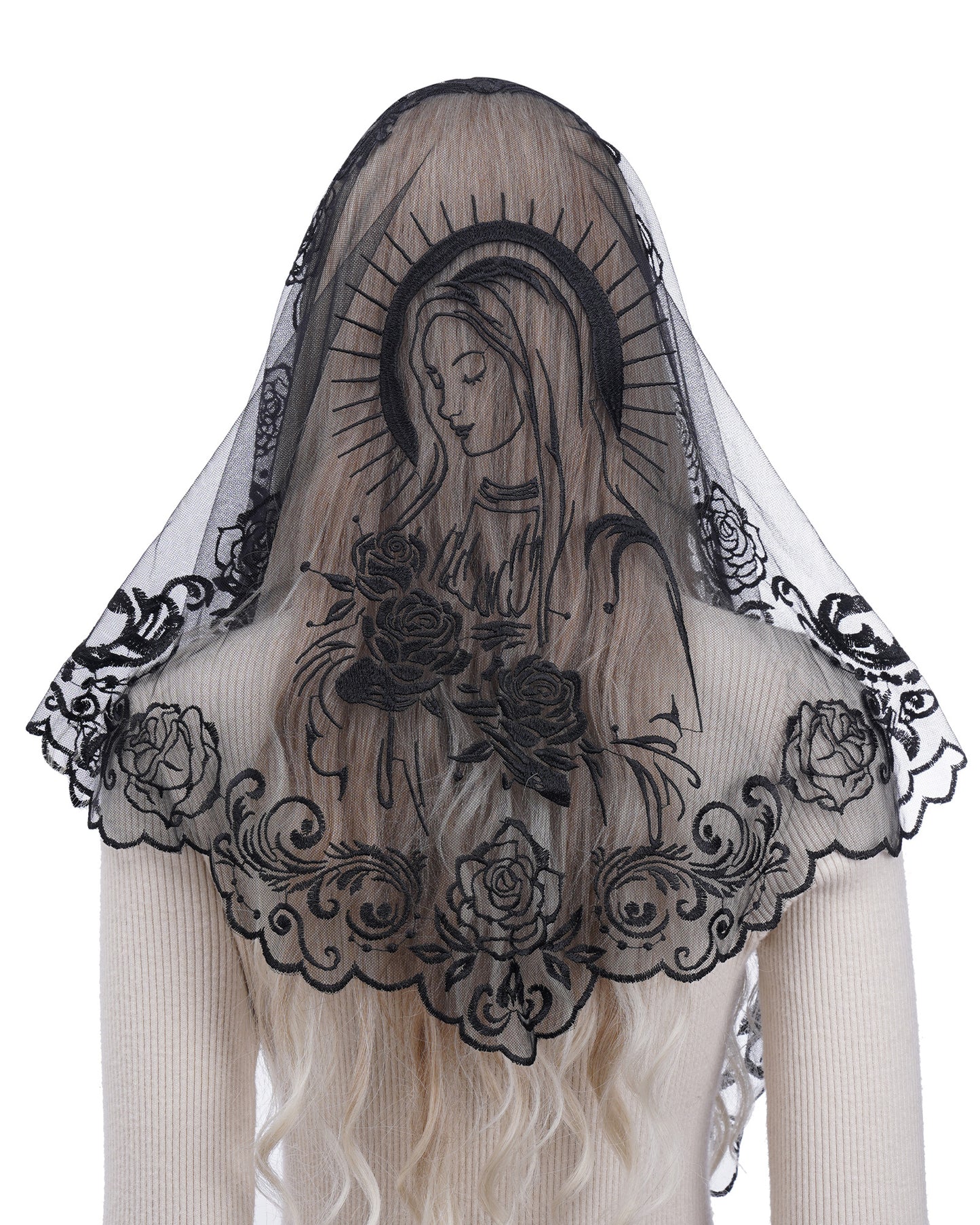 Bozidol Mantilla Veils for Church Catholic, Our Lady of Guadalupe Lace Chapel Veil, Latin Mass Head Coverings for Women Girls