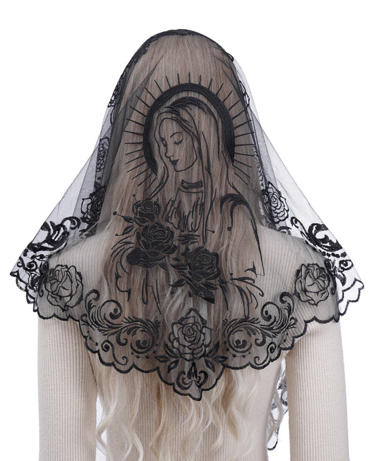 Bozidol Mantilla Veils for Church Catholic, Our Lady of Guadalupe Lace Chapel Veil, Latin Mass Head Coverings for Women Girls