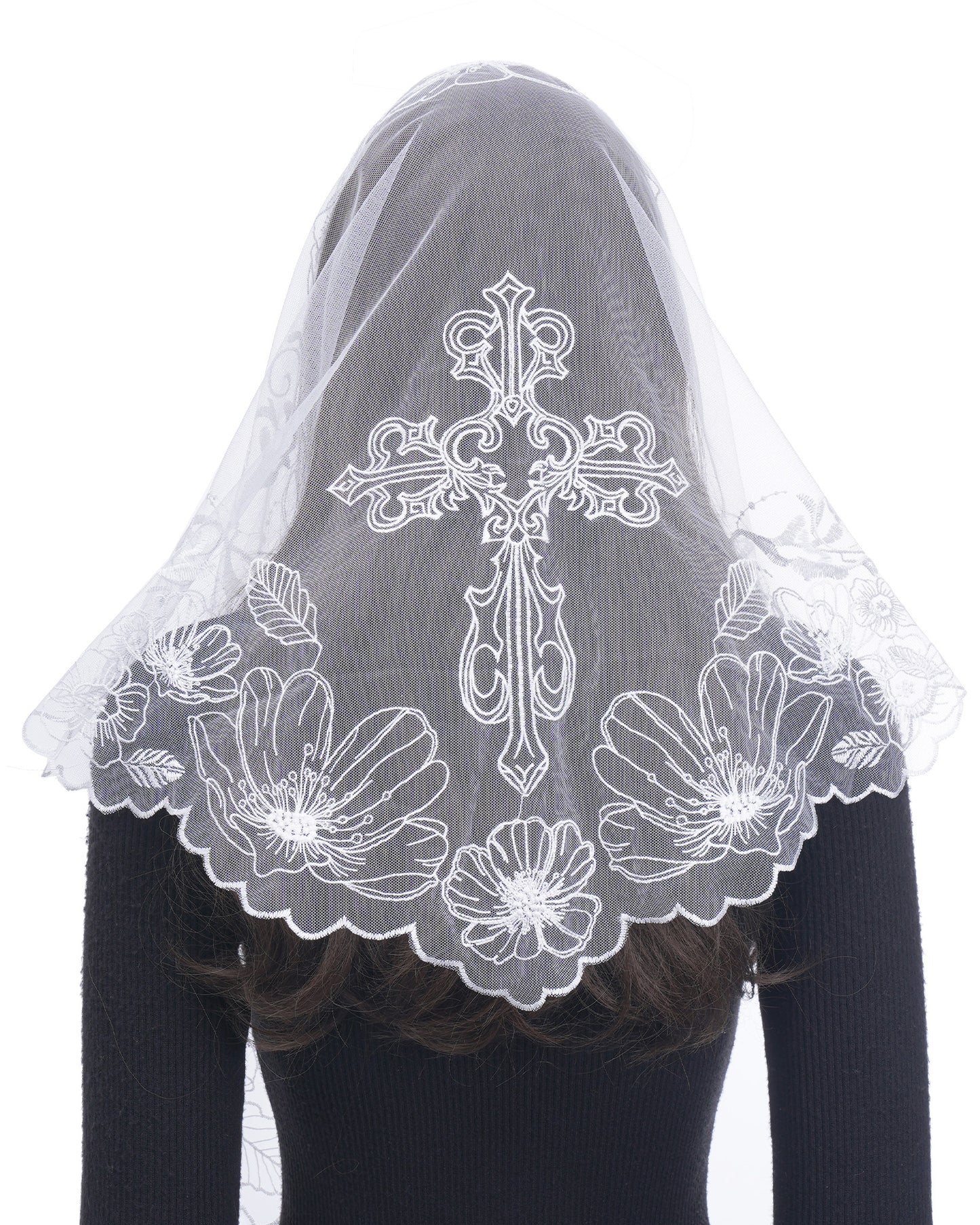 Bozidol Veils for Church Catholic, Triangle Virgin Mary Lace Mantilla Chapel Veil, Latin Mass Prayer Head Coverings for Women