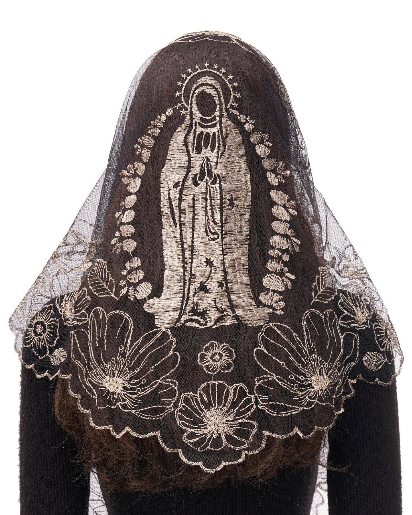 Bozidol Black Church Veils for Women Catholic, Triangle Virgin Mary Mantilla Chapel Veils, Latin Mass Funeral Head Coverings